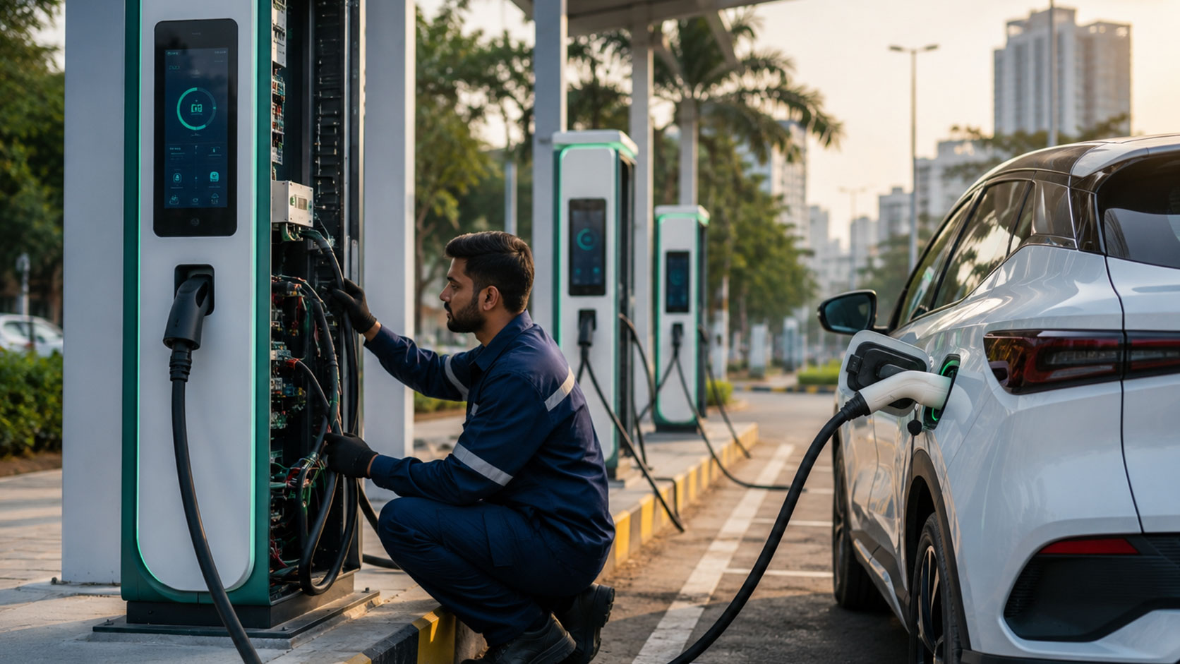 EV charging station installation and electrical infrastructure solutions across South India